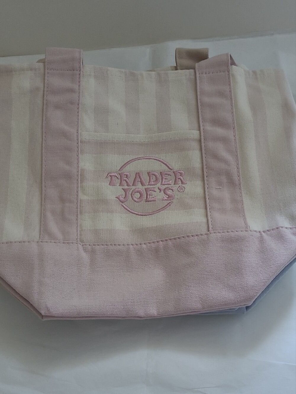 Trader Joe's Pastel Striped Tote Bag - Mint, Blue, Pink, Beige 4 Pcs - Picture 5 of 8